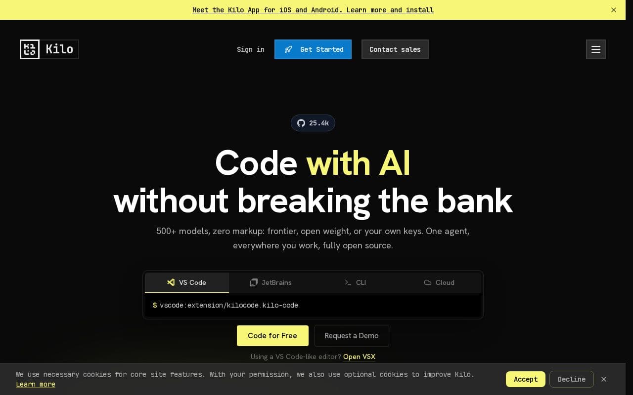Kilo Code screenshot