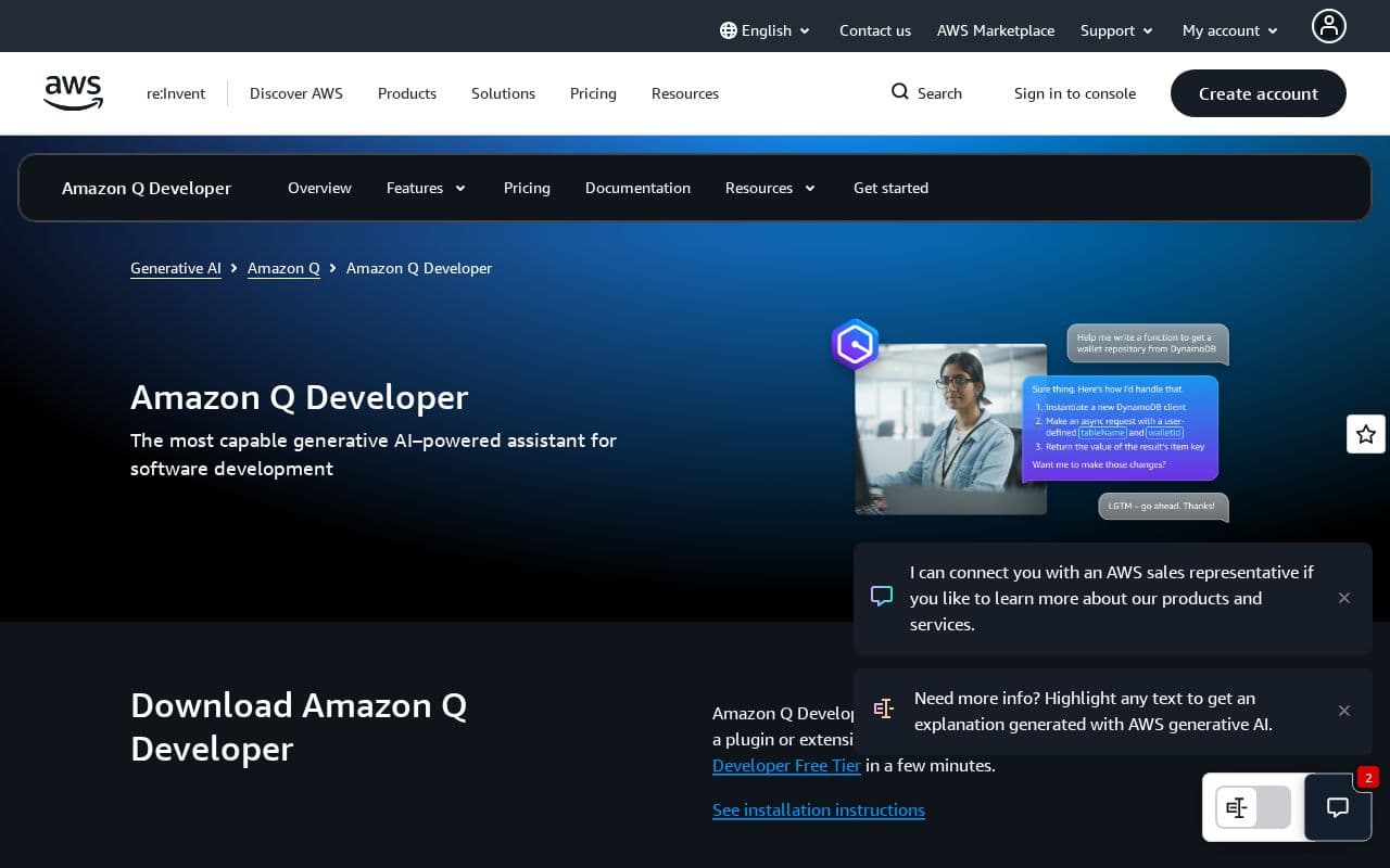 Amazon Q Developer screenshot