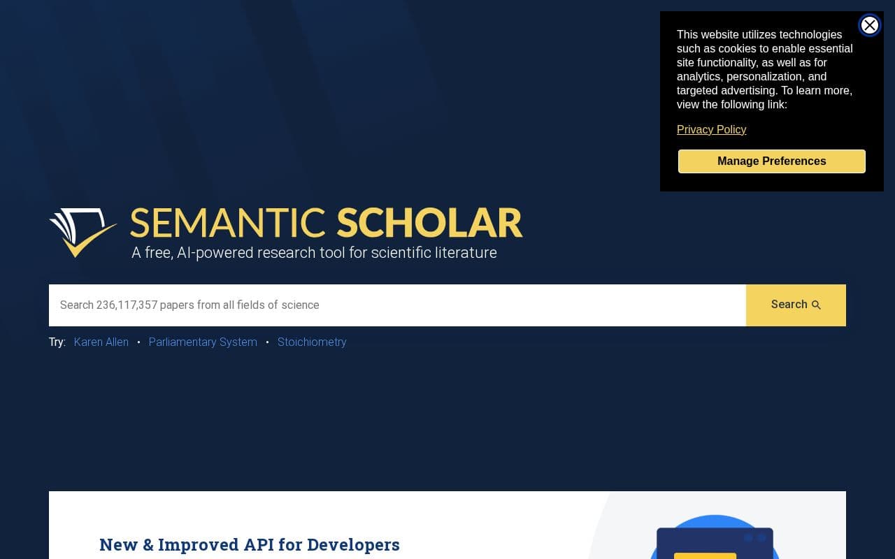 Semantic Scholar screenshot