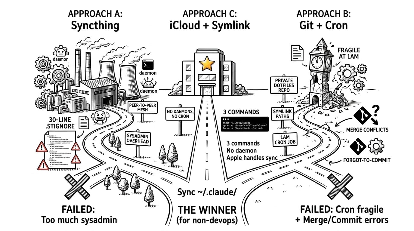 3 Claude Code Sync Approaches Compared — Verdicts