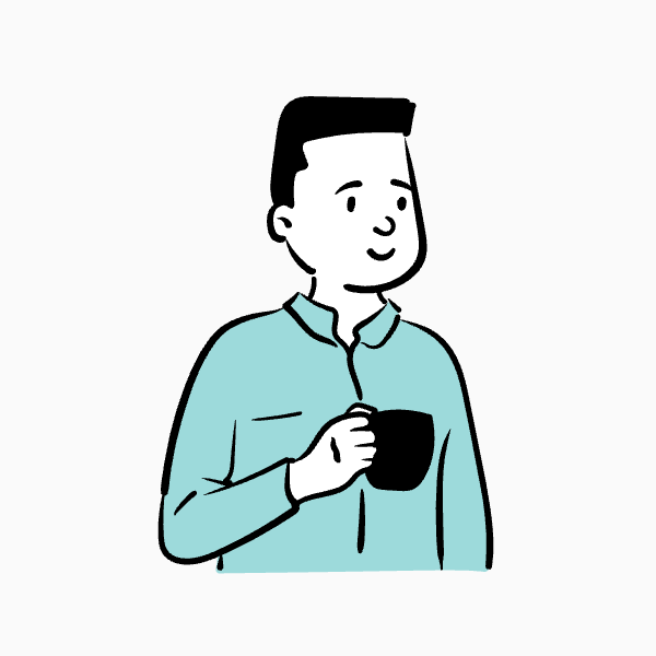 Leo Kane — AI Workflow Pro. A guy with a laptop and a cup of coffee.