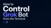 Terminal window sending commands to Grok Bot through a Tailscale tunnel